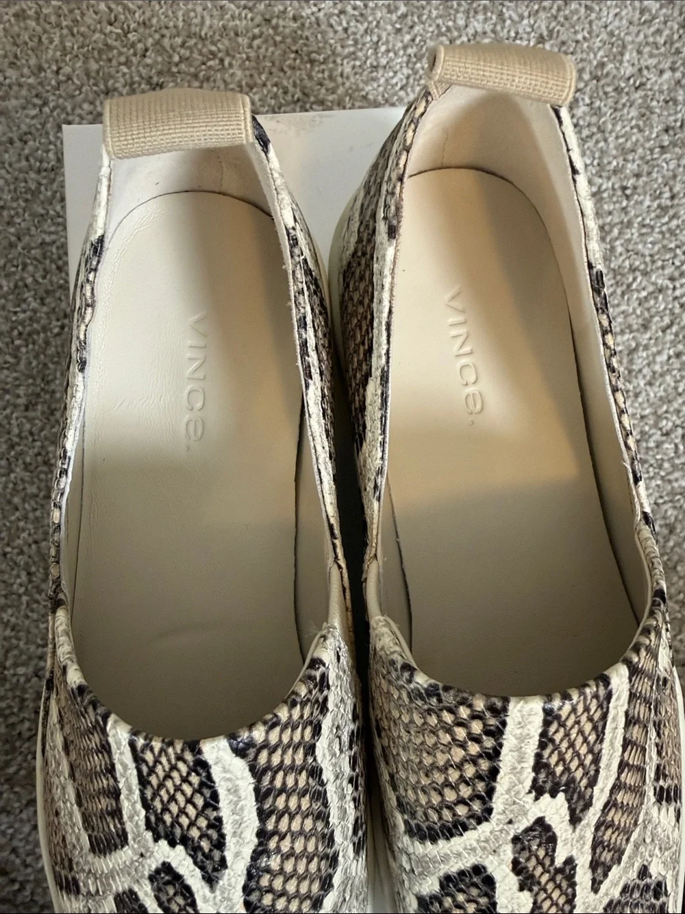 Vince Saxon 2 Snake Emboss Leather Slip On Platform Sneakers US 7 EU 37